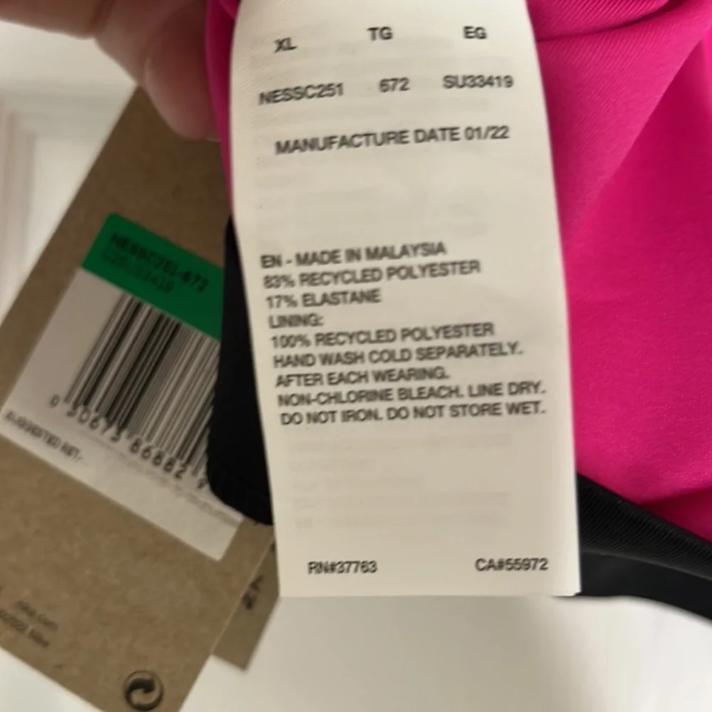 Nike Hot Pink Logo Swim Bikini Top Black Trim NWT